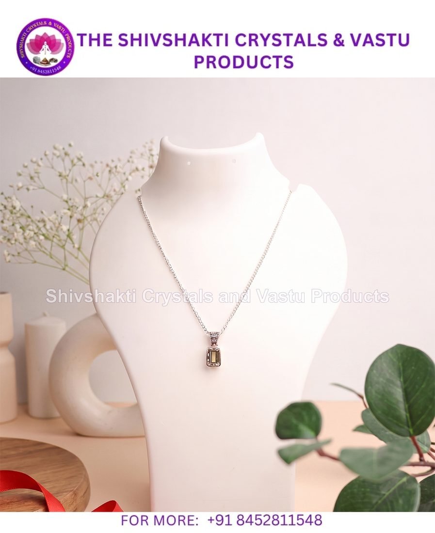 Citrine Rectangle Silver Pendant