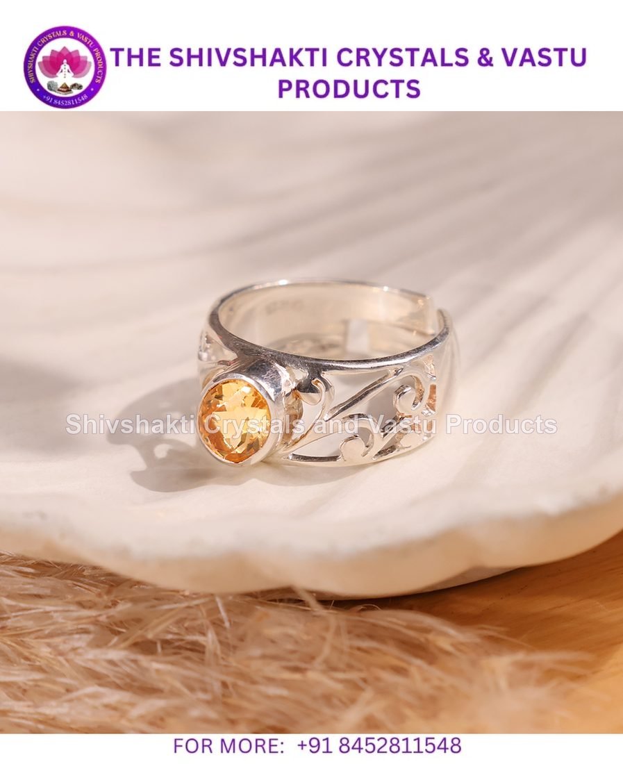 Citrine Small Oval Design Silver Ring
