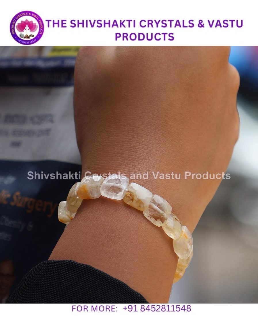 Citrine Square Shape Beads Bracelet