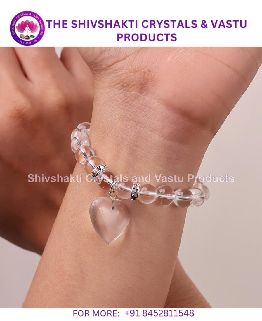 Clear Quartz Bracelet With Mini Heart Charm