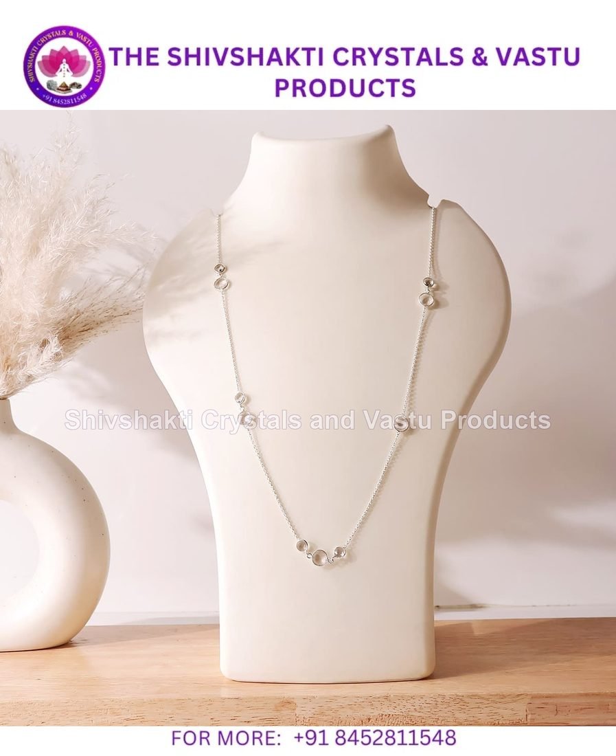 Clear Quartz Coin Faceted Round Beads Necklace Silver