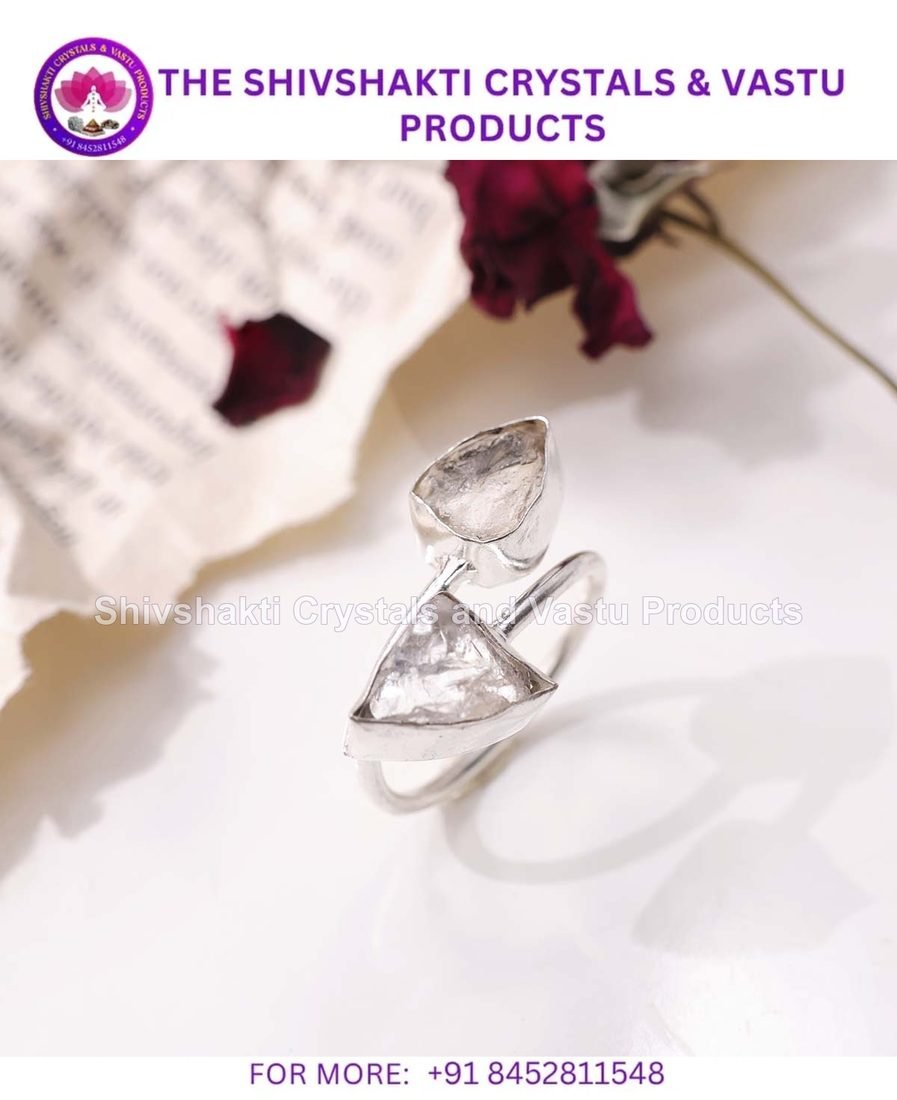 Clear Quartz Double Stone Raw Ring