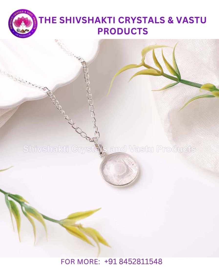 Clear Quartz Shree Yantra Round Pendant