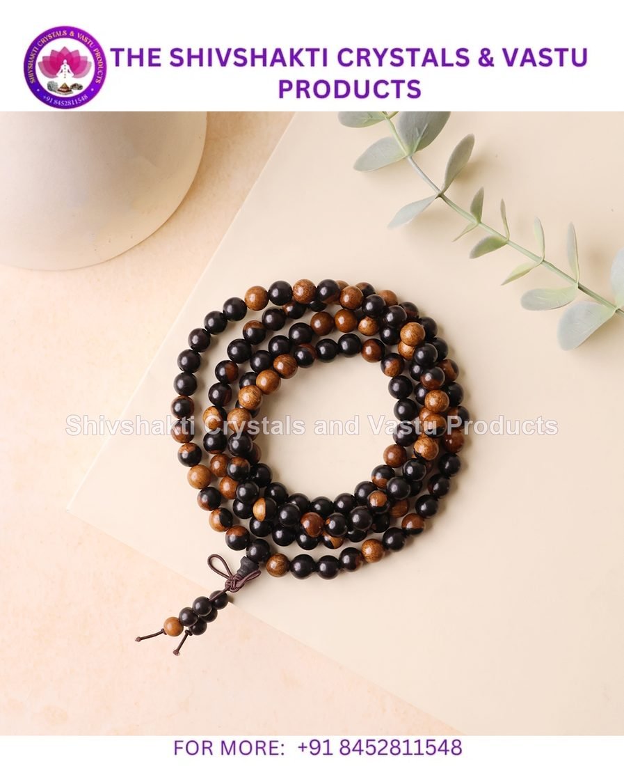 Ebony Yin Yang Wood Mala 8mm