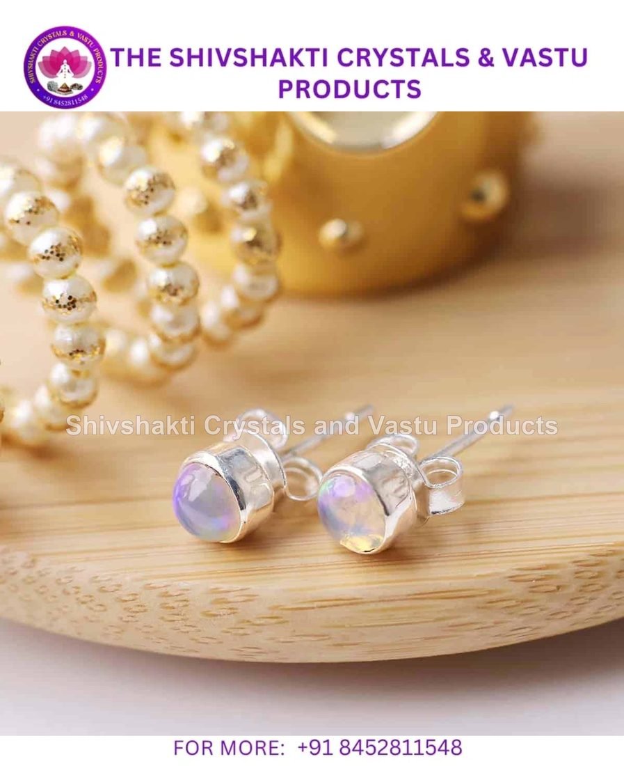 Ethiopian Opal Stud Earrings Silver