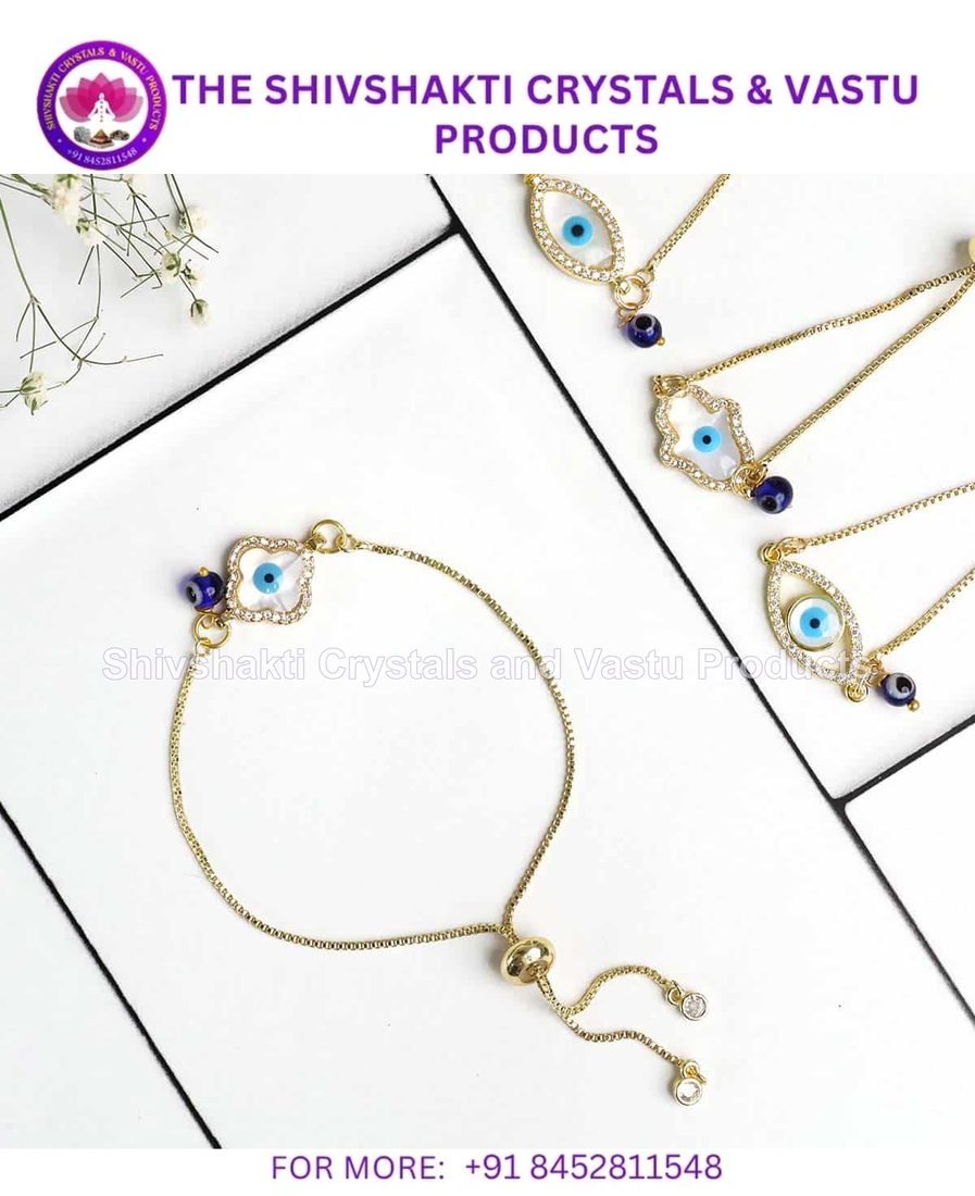 Evil Eye Pearl Charm Golden Chain Bracelet