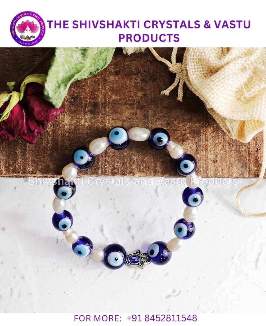 Evil Eye Pearl Hamsa Hand Bracelet