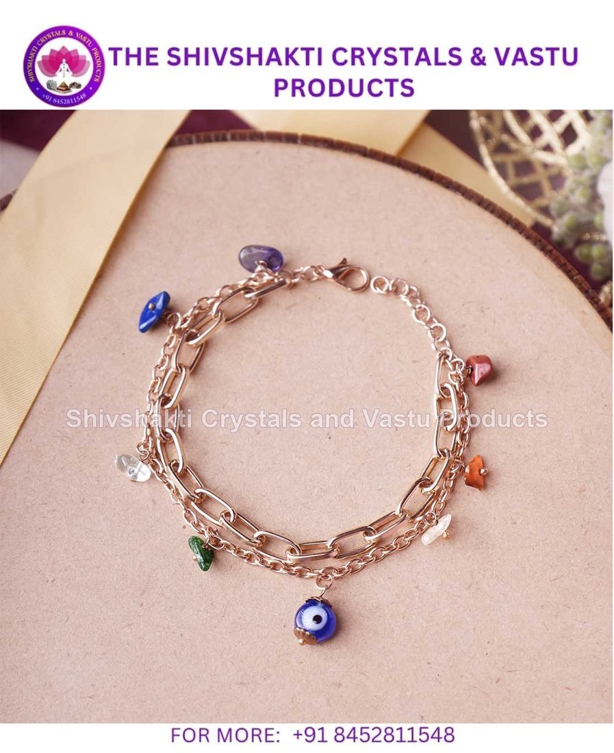 Evil Eye Seven Chakra Chips Chain Bracelet