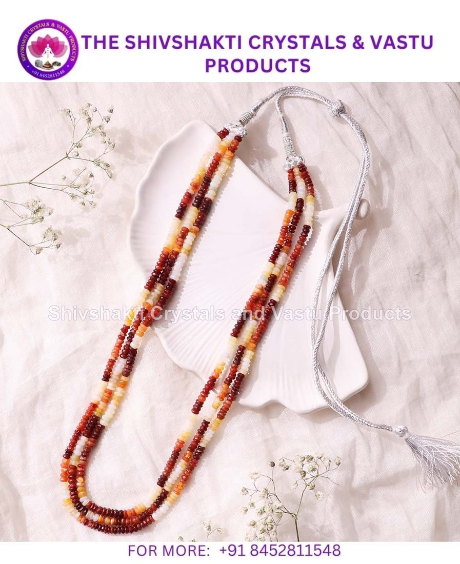 Fire Opal 3 Layer Bati Beads Necklace