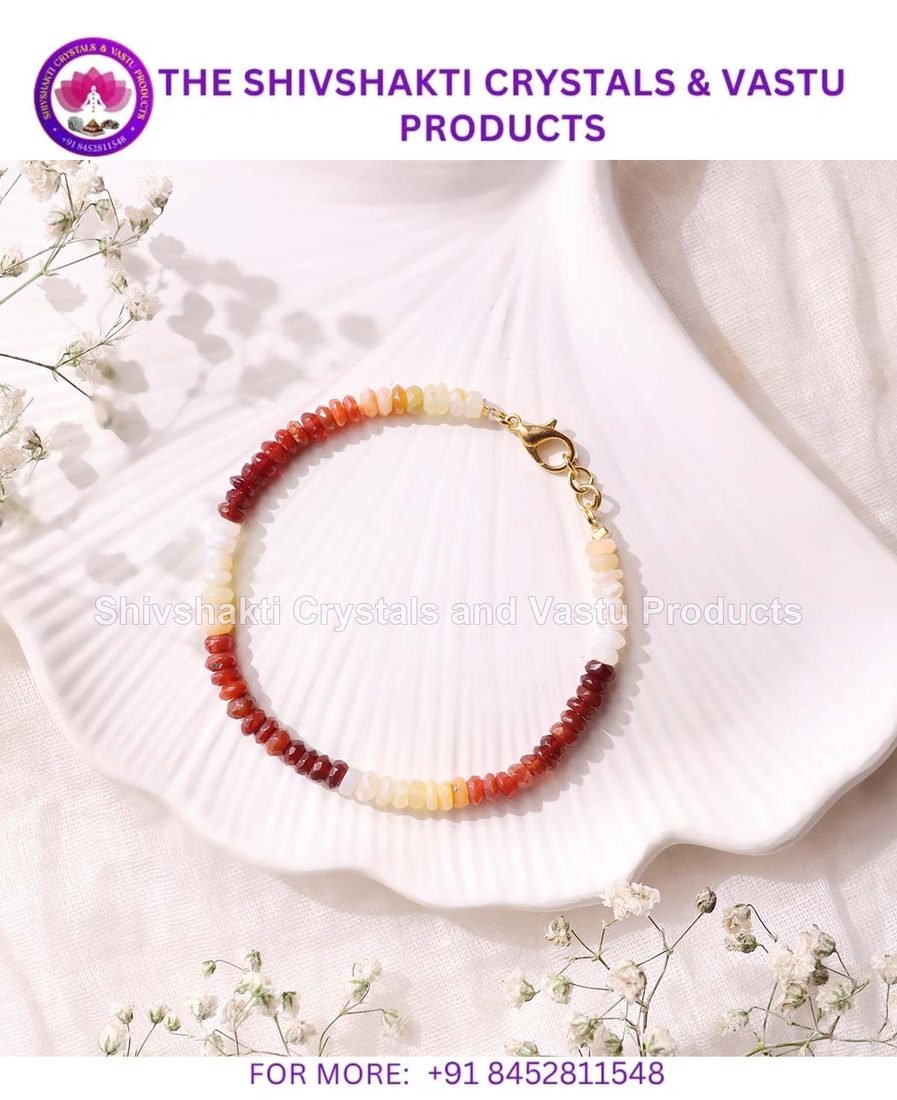 Fire Opal Bati Beads Bracelet