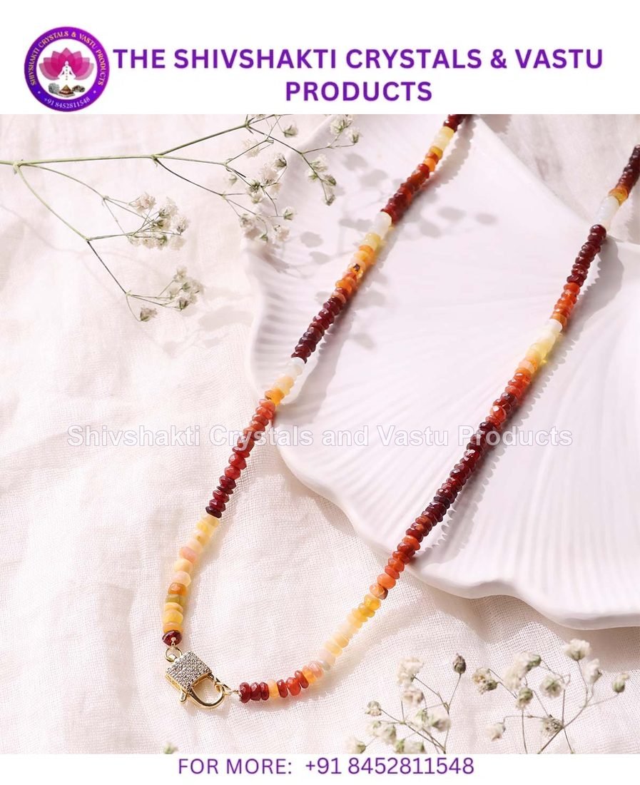 Fire Opal Single Layer Bati Beads Necklace