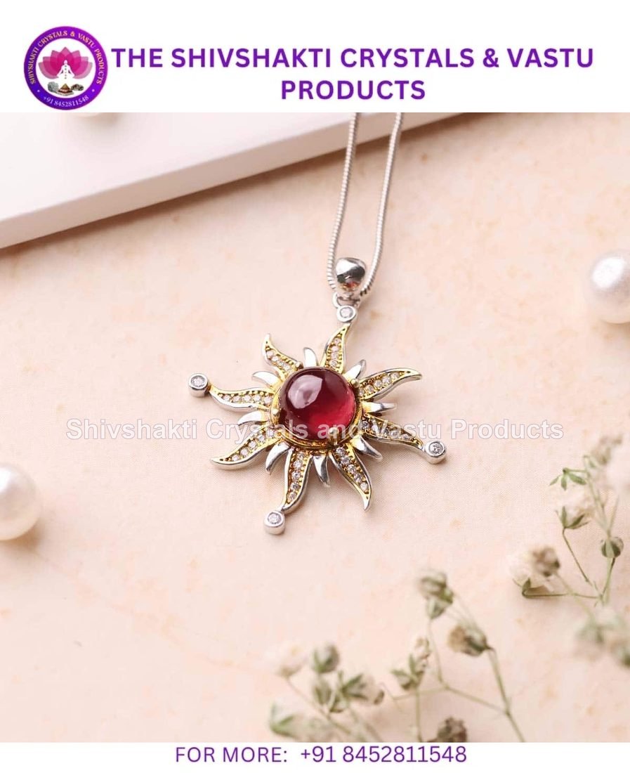 Garnet Sun Silver Pendant