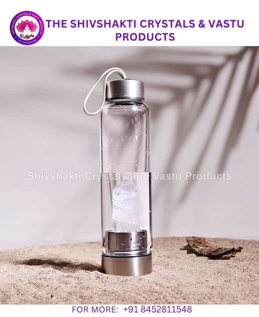 Glass Water Bottle With Clear Quartz Pencil