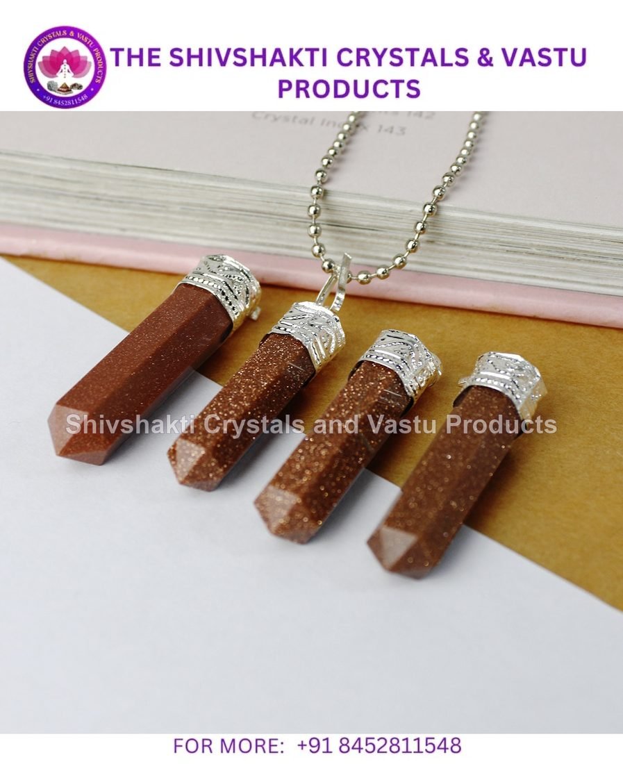 Gold Stone Pencil Pendant (Man-Made)