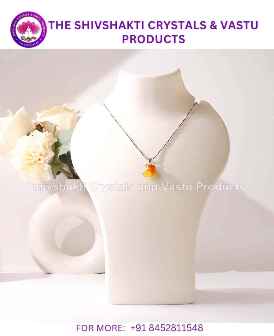 Golden Healer Quartz Half Moon Pendant