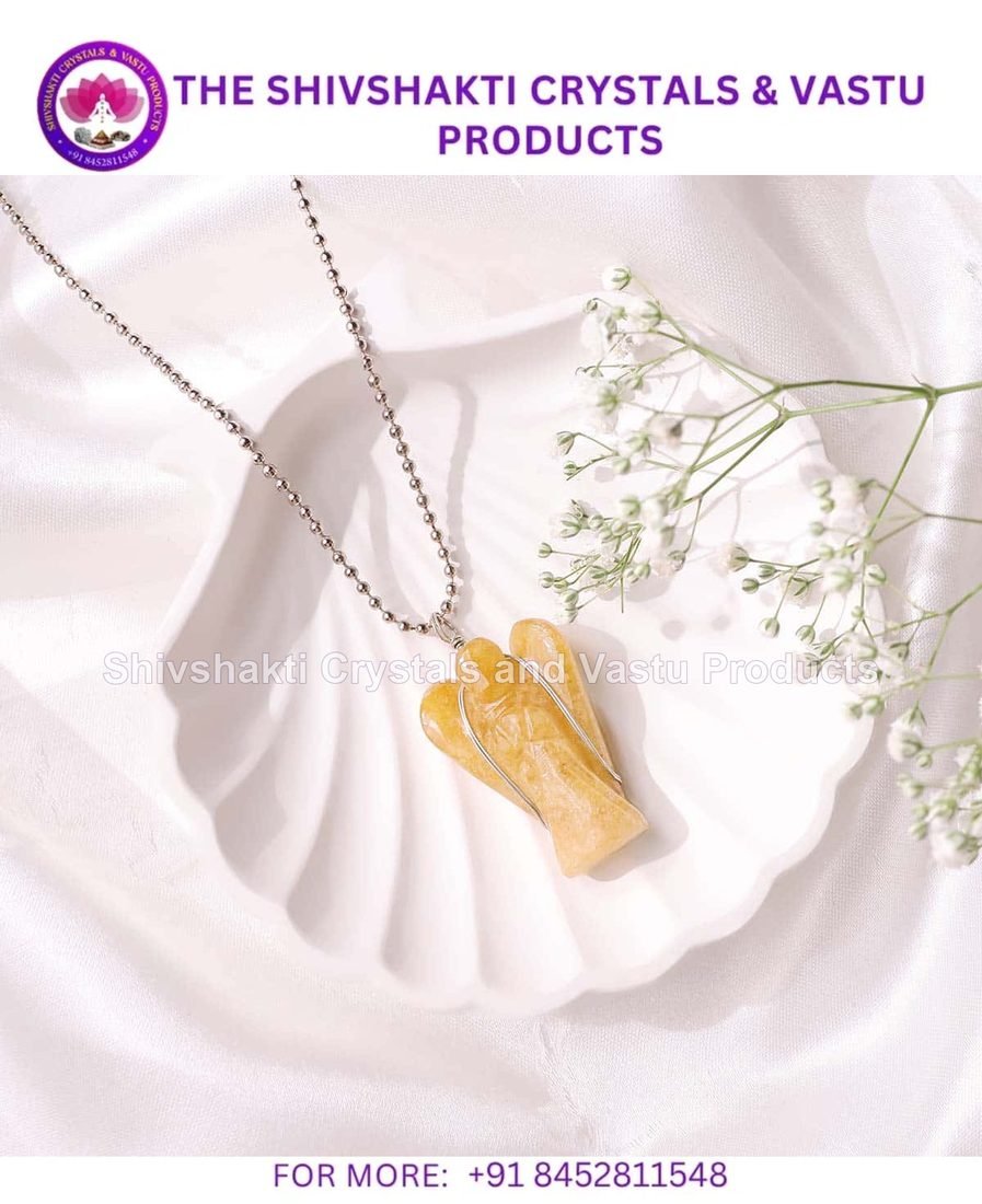 Golden Quartz Angel Pendant 1 inch