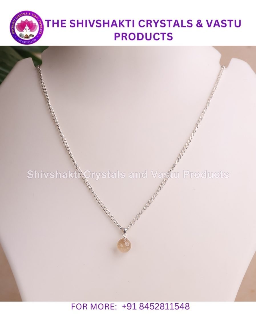 Golden Rutile Ball Silver Pendant