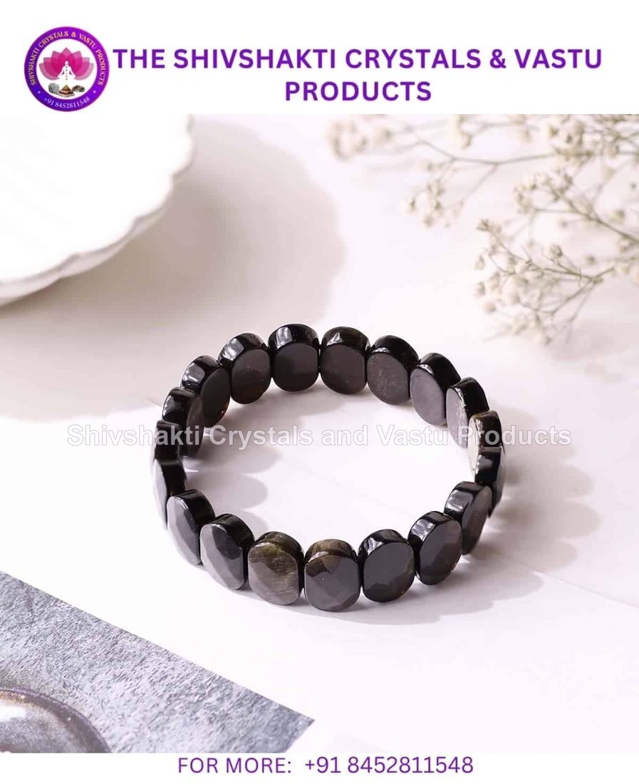 Golden Sheen Obsidian Oval Faceted Bracelet