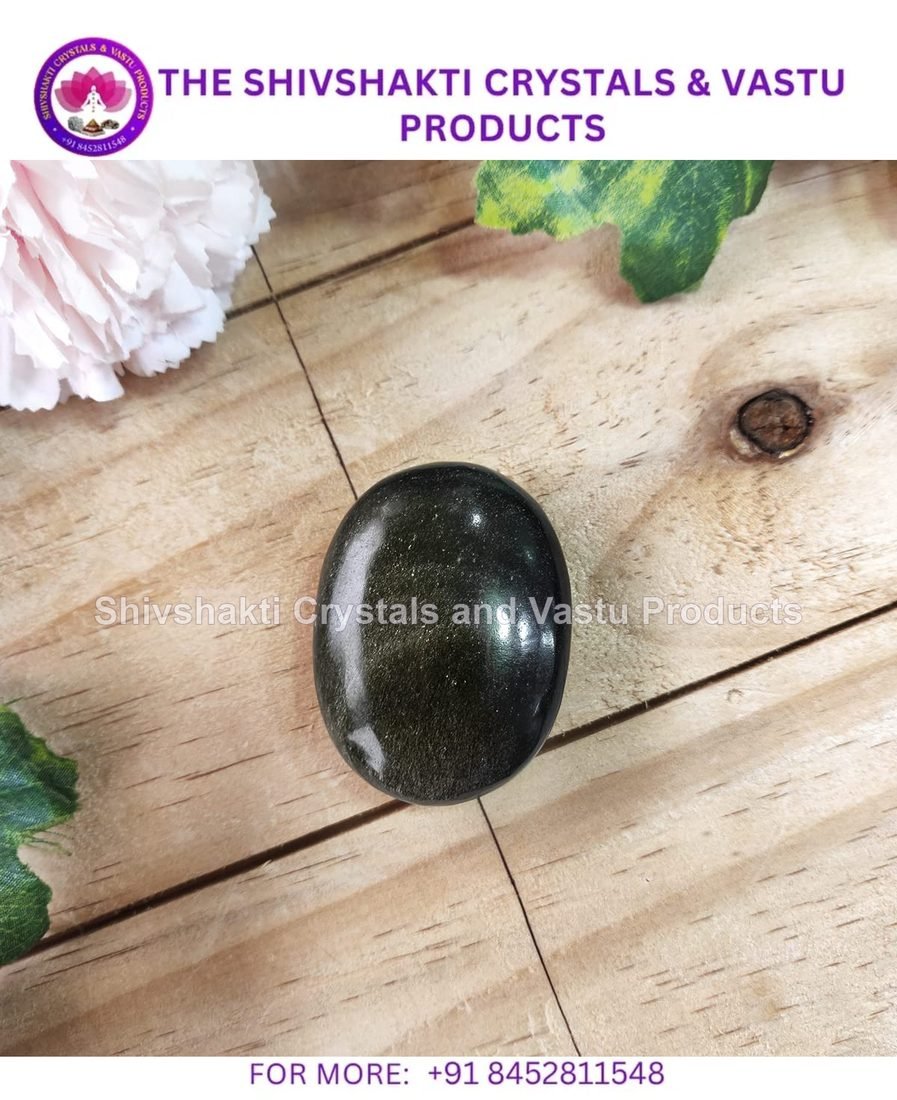 Golden Sheen Obsidian Palm Stone