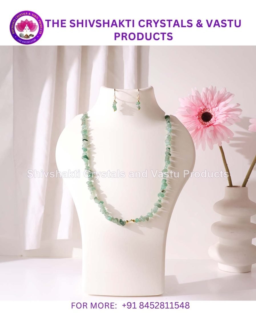 Green Aventurine Chips Necklace Earring Set