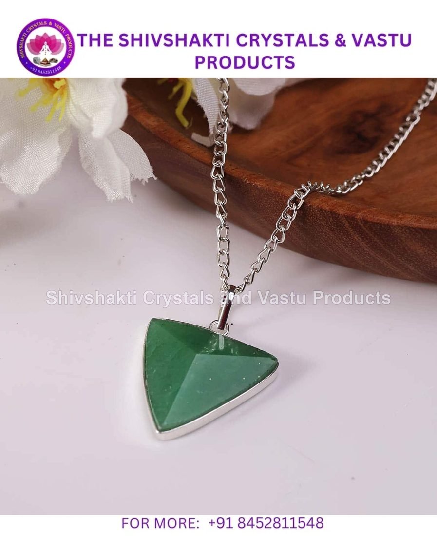 Green Aventurine Crystal Triangle Pendant