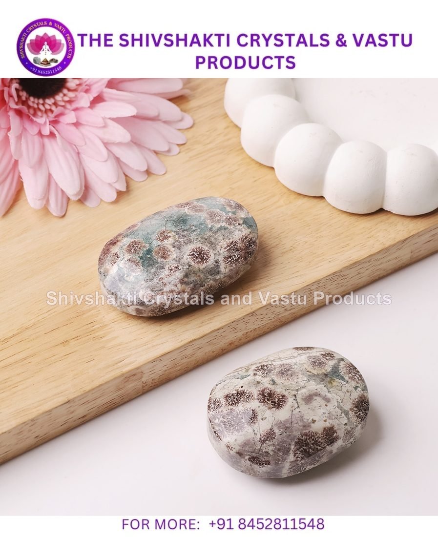 Green Flower Jasper Palm Stone