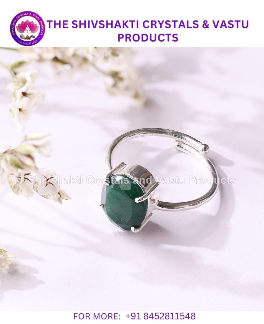 Green Jade Diamond Cut Ring