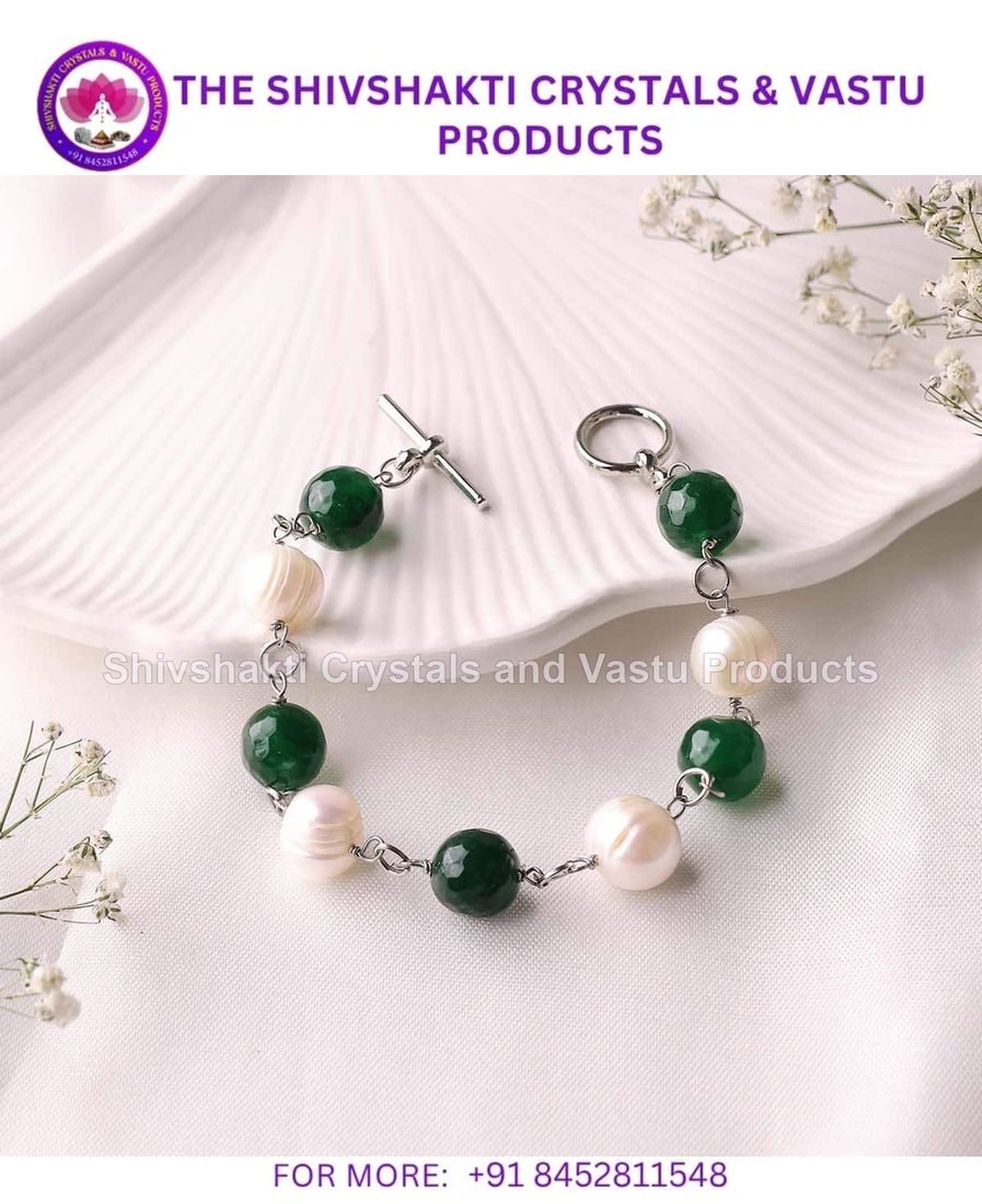 Green Jade Pearl Chain Bracelet