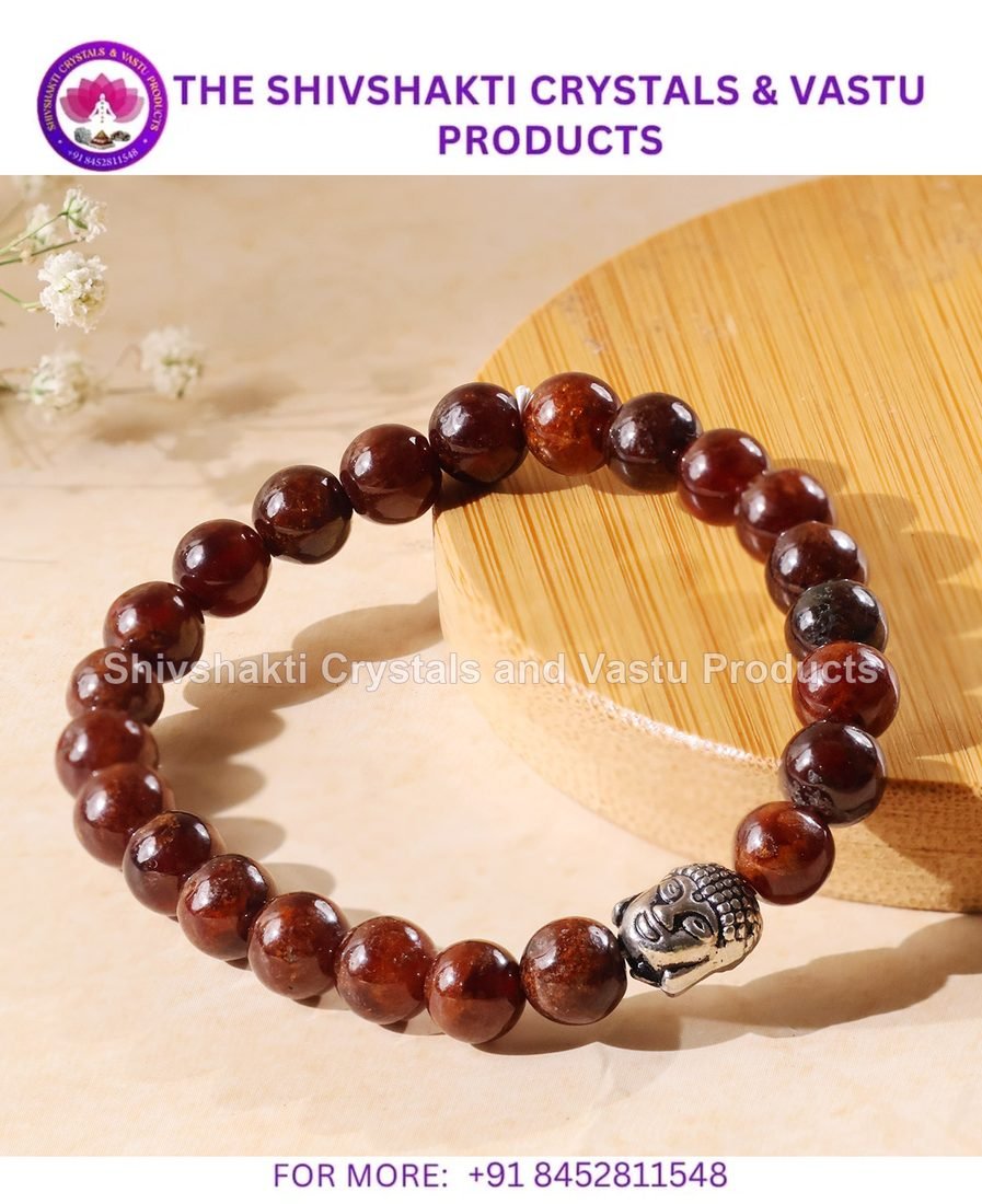 Hessonite Buddha Bracelet 8 mm