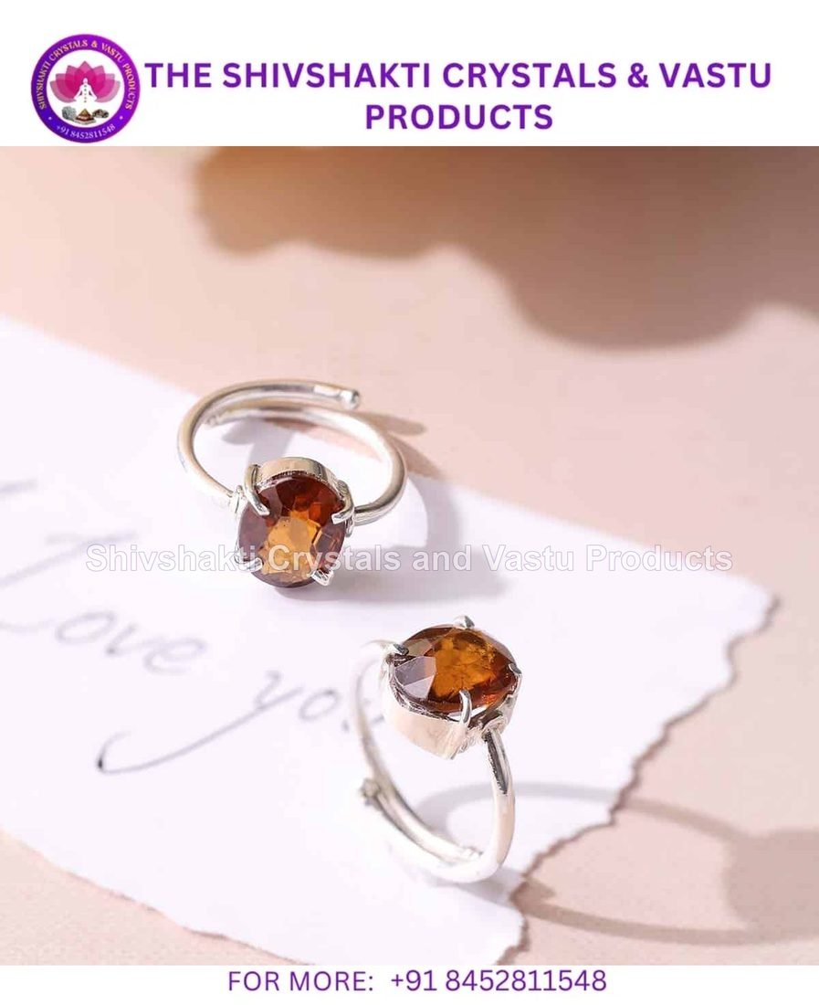 Hessonite Silver Ring