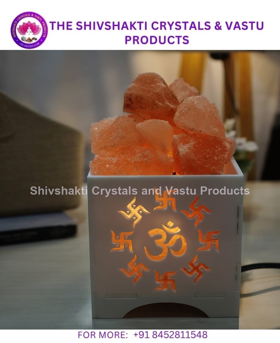 Himalayan Salt Lamp with Om Swastika