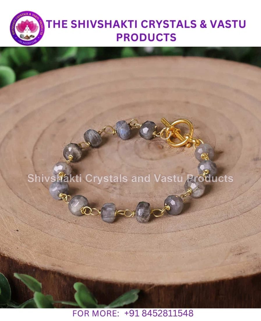 Labradorite Drum Faceted Chain Bracelet