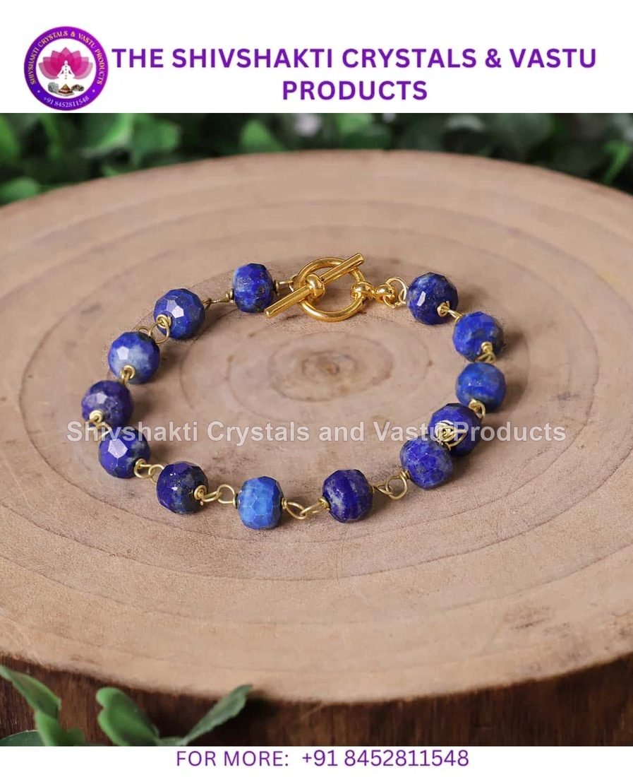 Lapis Drum Faceted Chain Bracelet