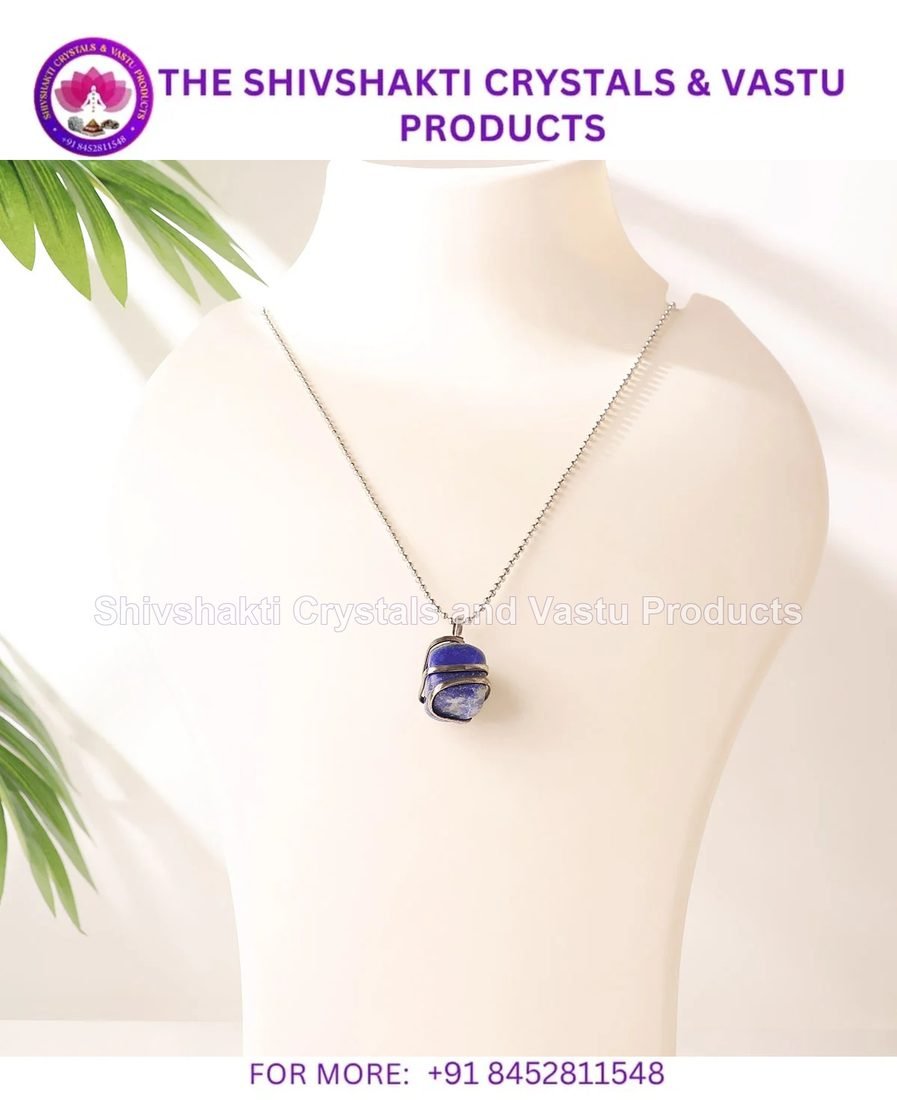 Lapis Lazuli Wrapped Wire Tumble Pendant