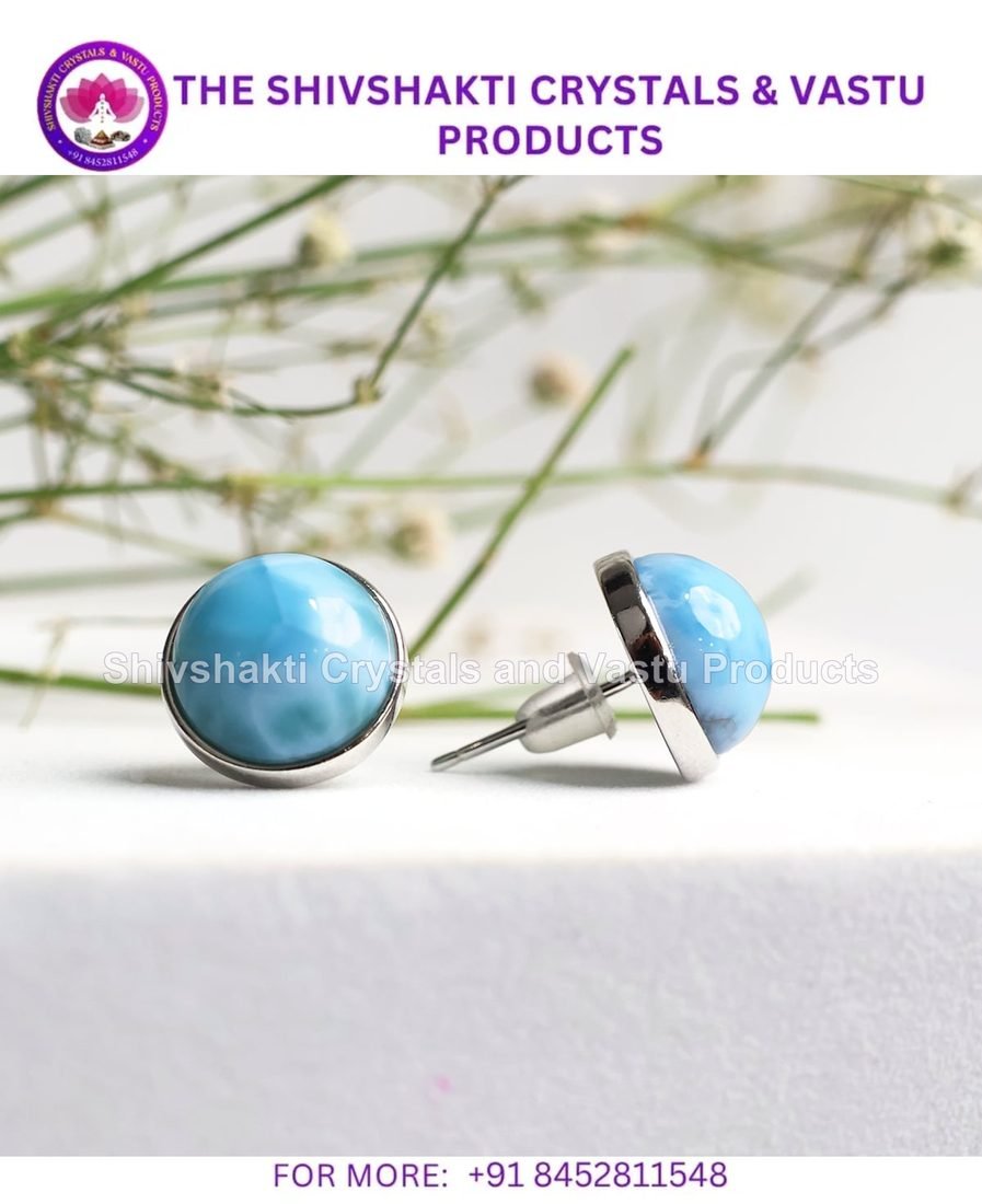 Larimar Stud Round Earrings in Silver
