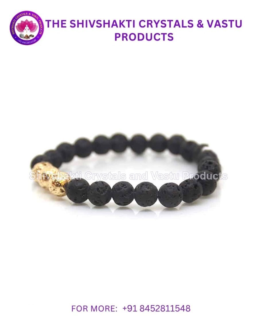 Lava Stone Bracelet Gold Metallic