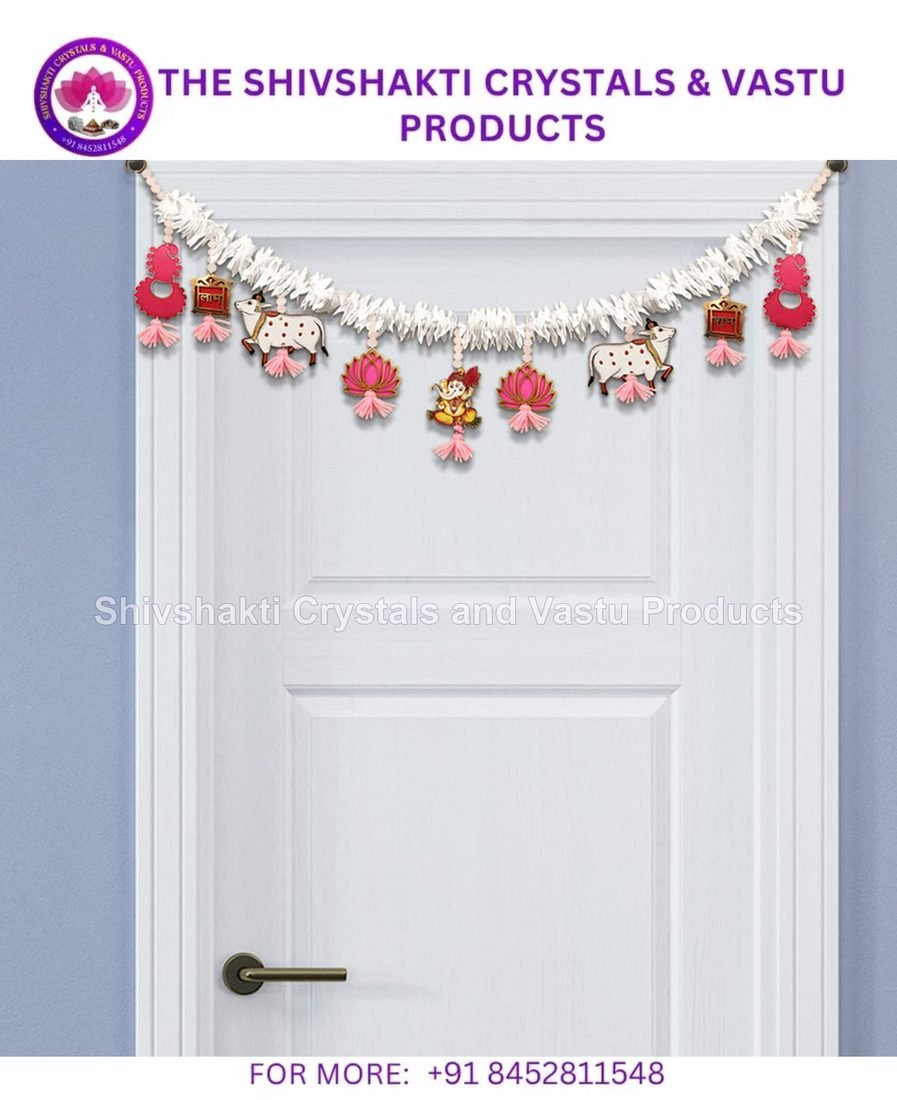 Lotus Toran MDF White Floral Ganesh Lotus Toran