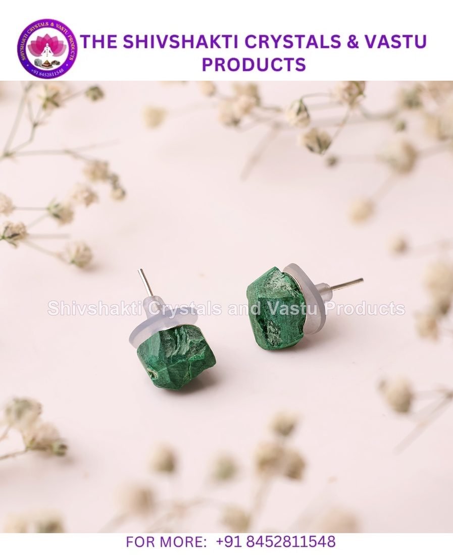 Malachite Raw Stud Earrings