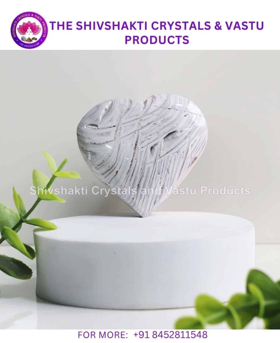 Mexican White Agate Heart Shape Stone
