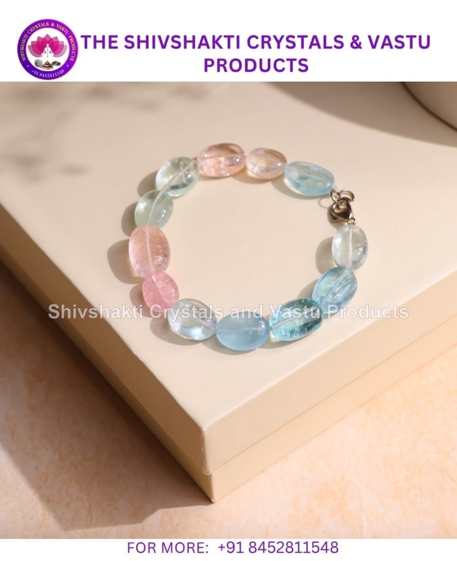 Morganite Big Tumble Silver Bracelet HQ