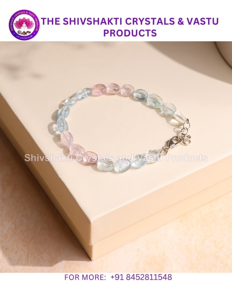 Morganite Small Tumble Silver Bracelet