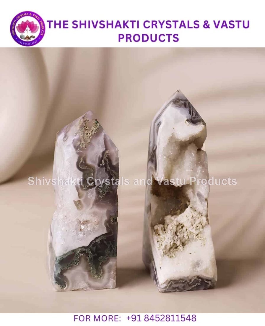 Moss Agate Druzy Tower