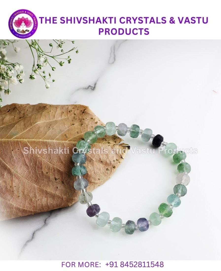 Multi Fluorite Drum Faceted Beads Bracelet