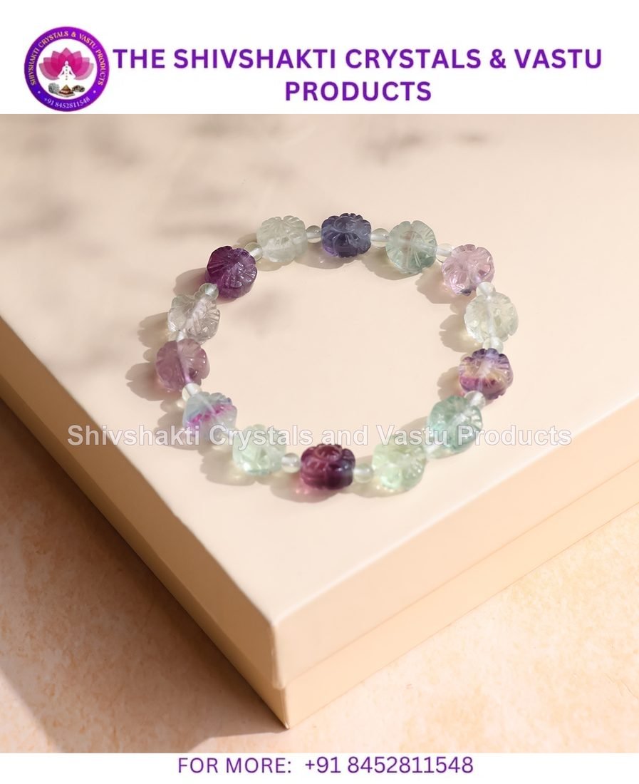 Multi Fluorite Flower Carving Bracelet