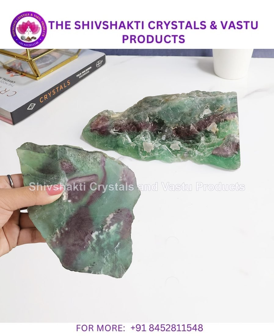 Multi Fluorite Raw One Side Polished Slab