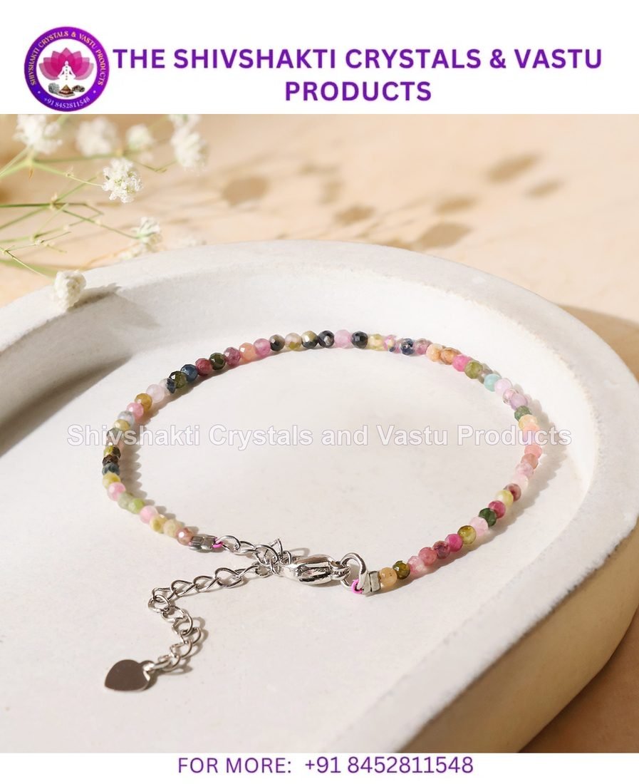 Multi Tourmaline Faceted Chain Bracelet 2 MM