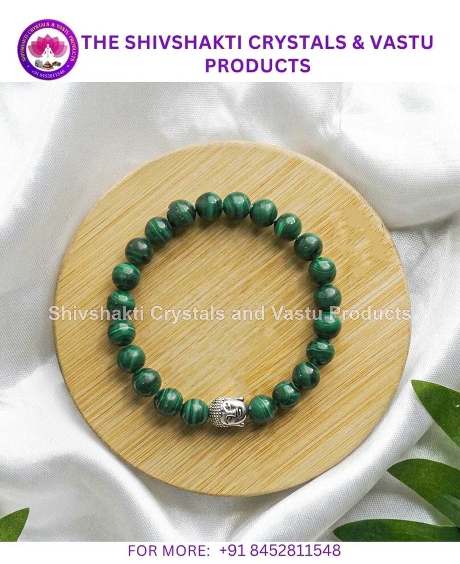 Natural Malachite Buddha Bracelet 8 mm