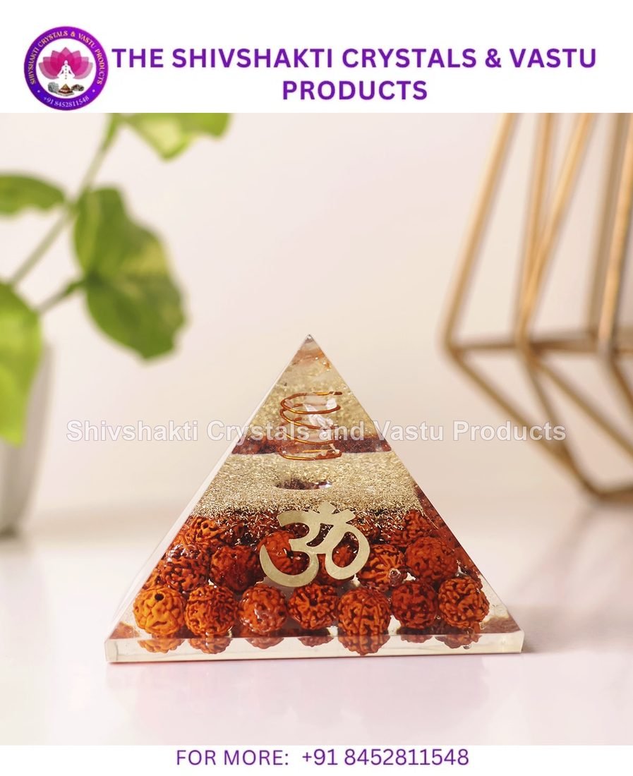 Om Engraved Rudraksha Orgone Pyramid