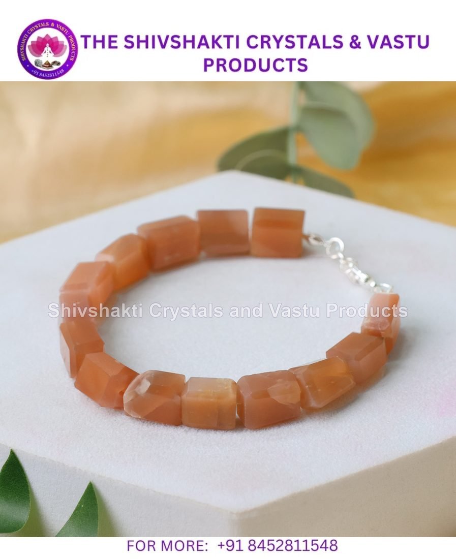 Peach Moonstone Faceted Tumble Bracelet