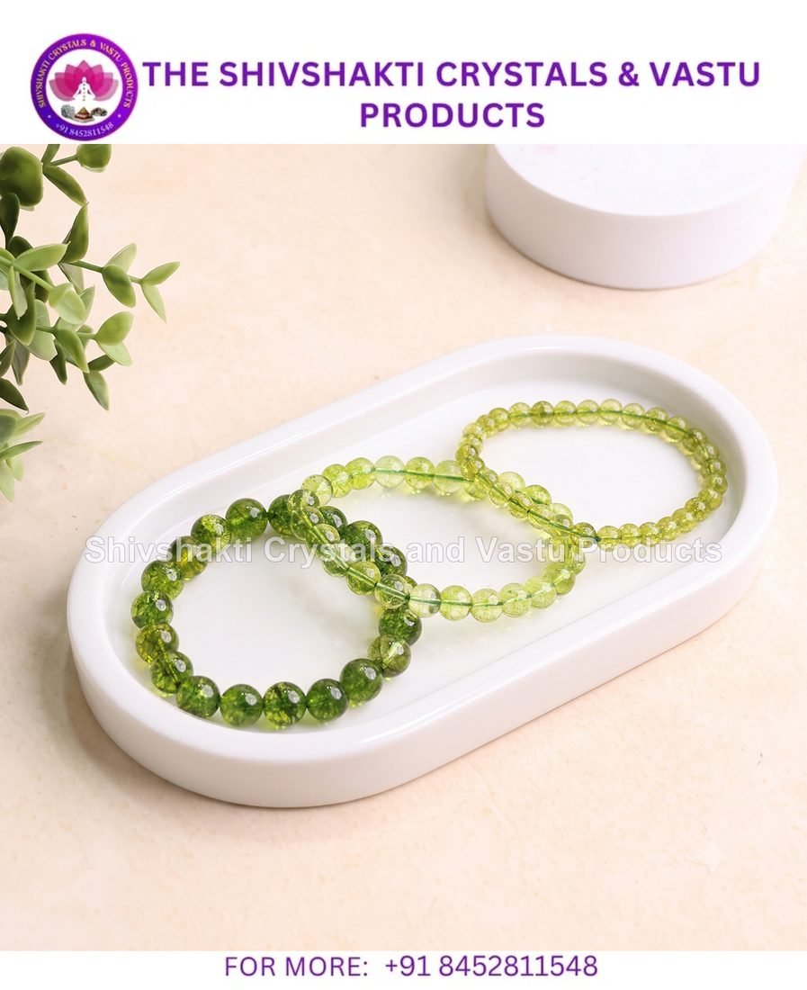 Peridot Round Beads Bracelet ( Synthetic )